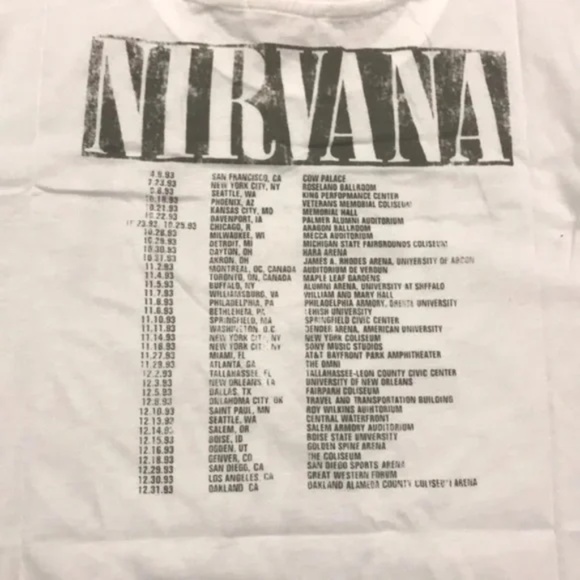 SOLD OUT White Nirvana Vintage Concert Band T-Shirt - Picture 7 of 7